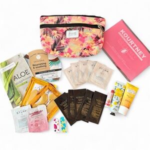 VS PINK Floral Cosmetics Bag & Skincare/Beauty Bundle